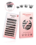 MEILAIMDY Self Adhesive DIY Lashes,0.07mm C Curl 48 Clusters 10-16mm Mixed Length Pre Glued False Eyelashes No Glue Needed Volume MSA-DIY-002
