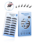 MEILAIMDY Self Adhesive DIY Lashes,0.07mm C Curl 96 Clusters 10-14mm Mixed Length Pre Glued False Eyelashes No Glue Needed Natural MSA-DIY-008
