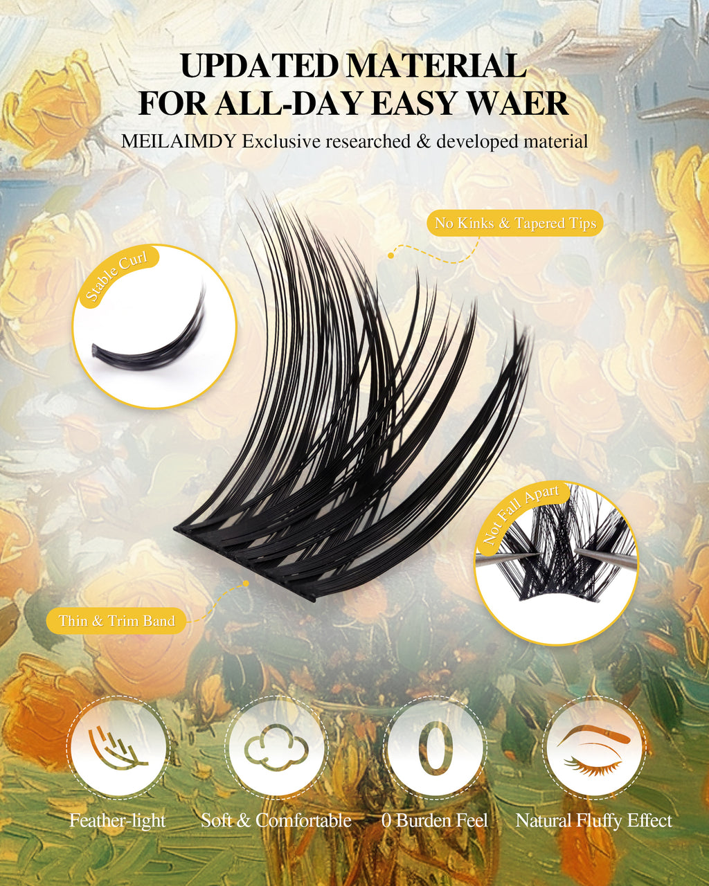 MEILAIMDY DIY Cluster Lashes 0.07mm C Curl (MEDIY008, 126 Clusters 10-18mm Mix Length)