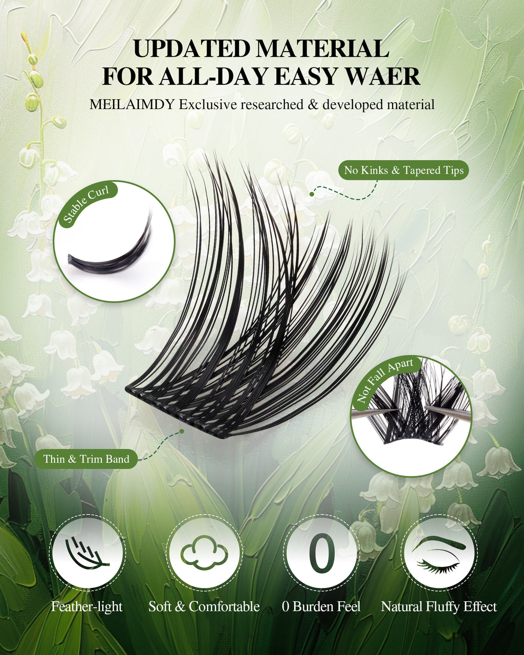 MEILAIMDY DIY Cluster Lashes 0.07mm C Curl (MEDIY007, 126 Clusters 10-18mm Mix Length)
