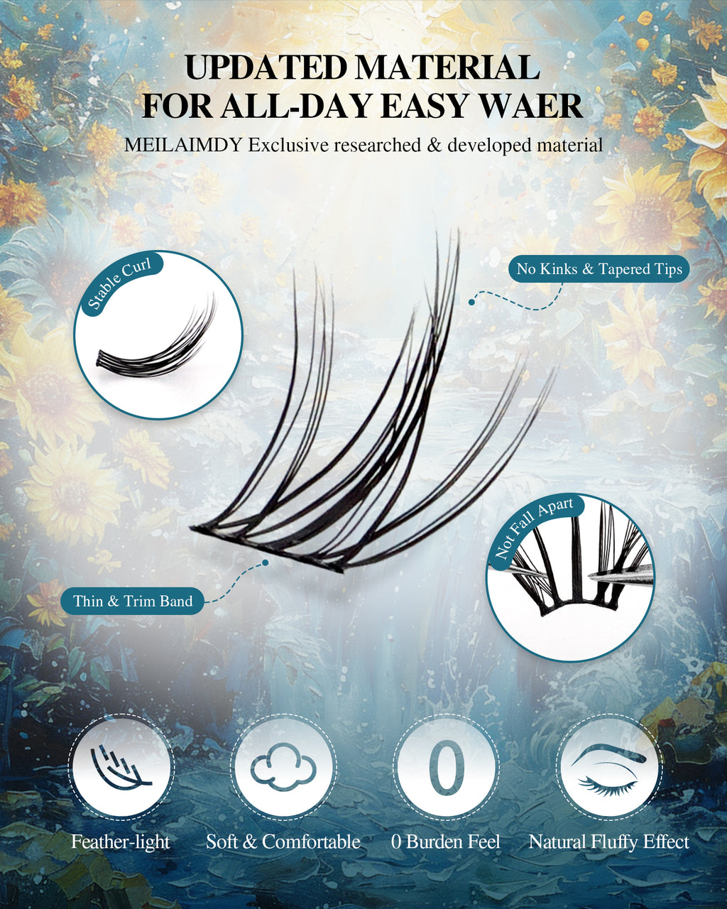 MEILAIMDY DIY Cluster Lashes 0.07mm C Curl (MEDIY001, 168 Clusters 10-12mm Mix Length)