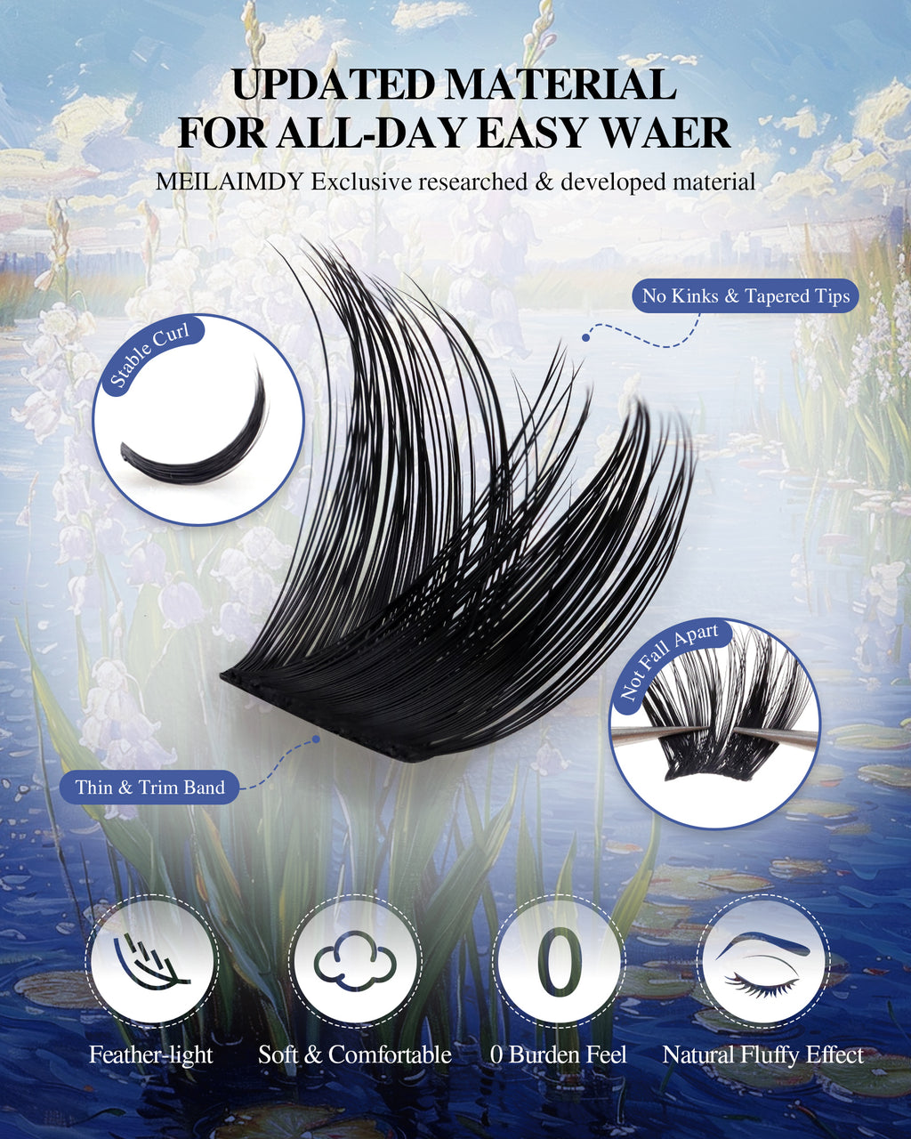 MEILAIMDY DIY Cluster Lashes 0.07mm C Curl (MEDIY005, 140 Clusters 10-15mm Mix Length)