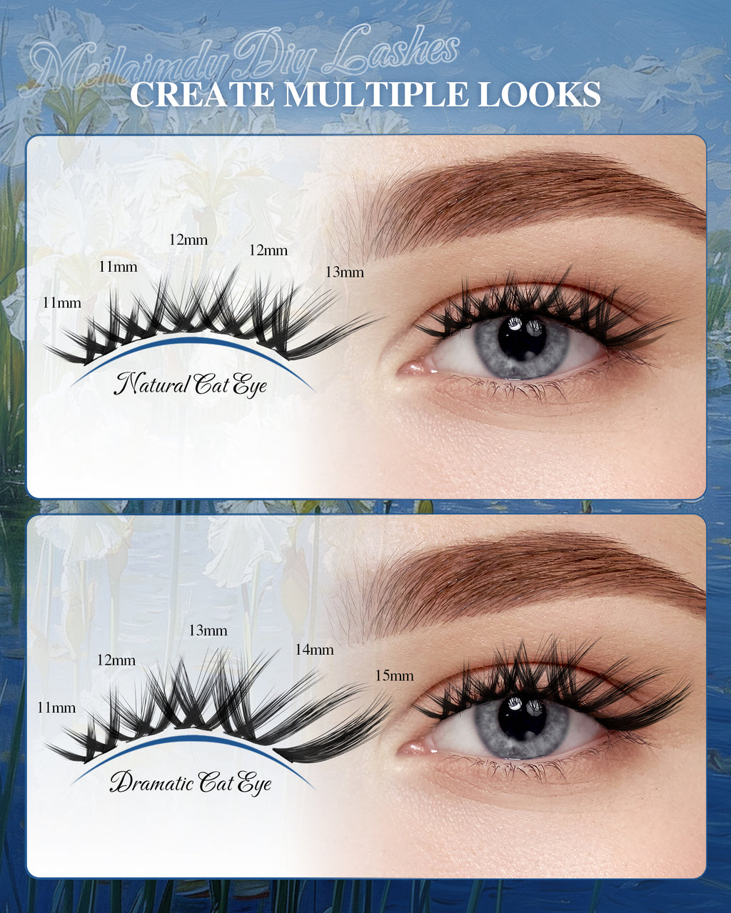 MEILAIMDY DIY Cluster Lashes 0.07mm C Curl (MEDIY006, 140 Clusters 8-15mm Mix Length)