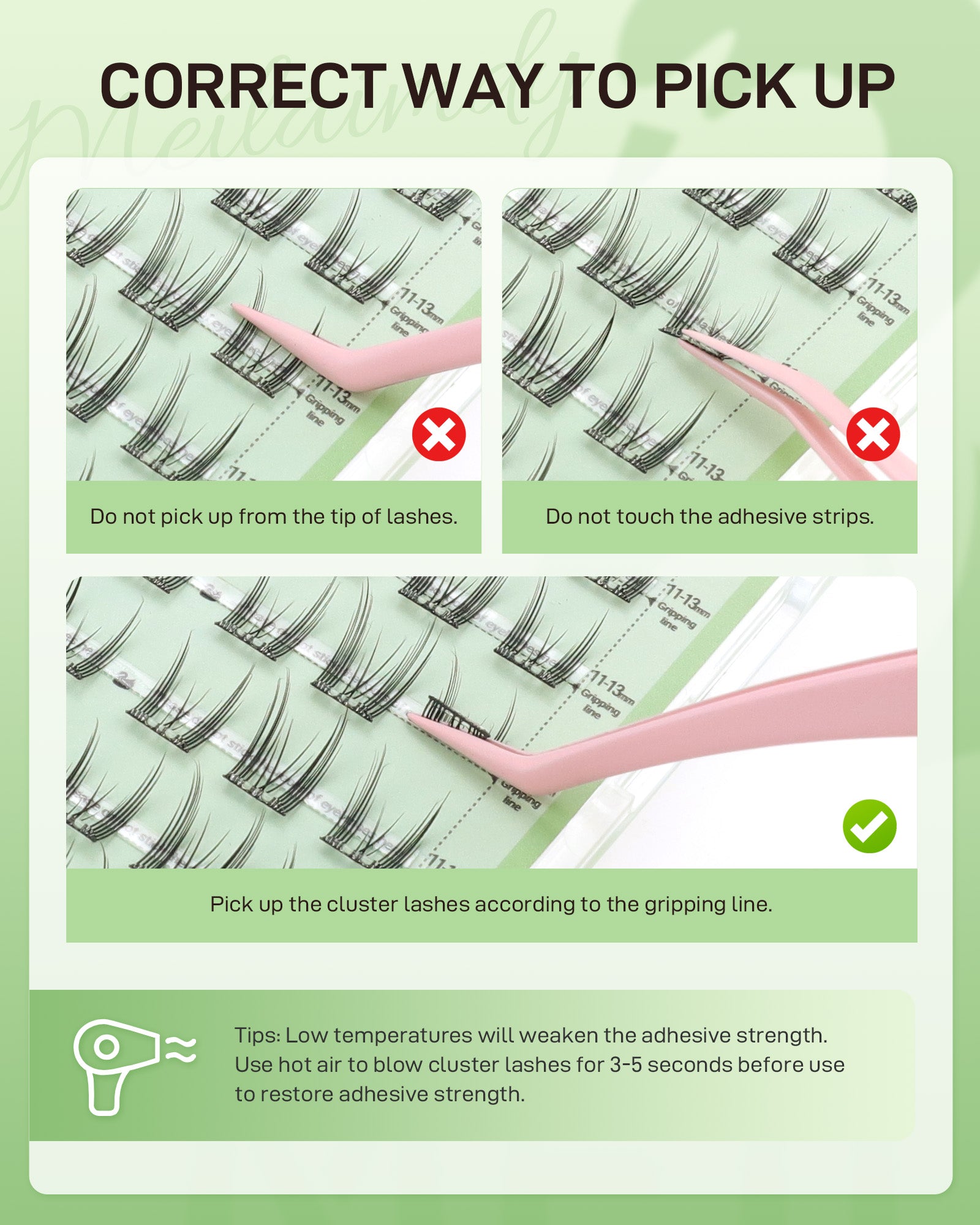 MEILAIMDY Self Adhesive DIY Lashes,0.07mm C Curl 48 Clusters 11-13mm Mixed Length Pre Glued False Eyelashes No Glue Needed Natural MSA-DIY-006