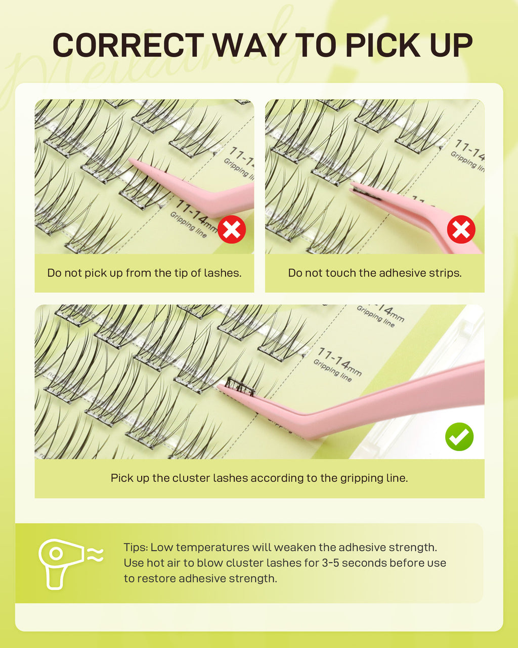 MEILAIMDY Self Adhesive DIY Lashes,0.07mm C Curl 48 Clusters 11-14mm Mixed Length Pre Glued False Eyelashes No Glue Needed Natural Wispy MSA-DIY-014