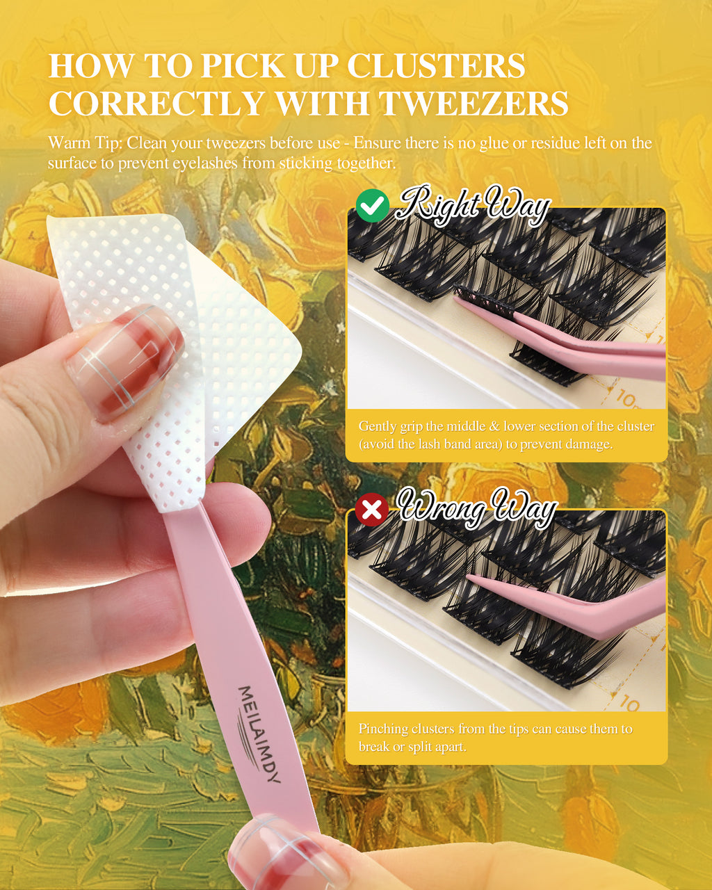 MEILAIMDY DIY Cluster Lashes 0.07mm C Curl (MEDIY008, 126 Clusters 10-18mm Mix Length)