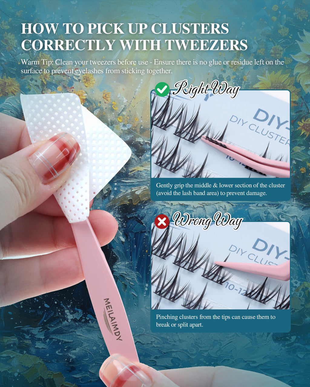 MEILAIMDY DIY Cluster Lashes 0.07mm C Curl (MEDIY001, 168 Clusters 10-12mm Mix Length)