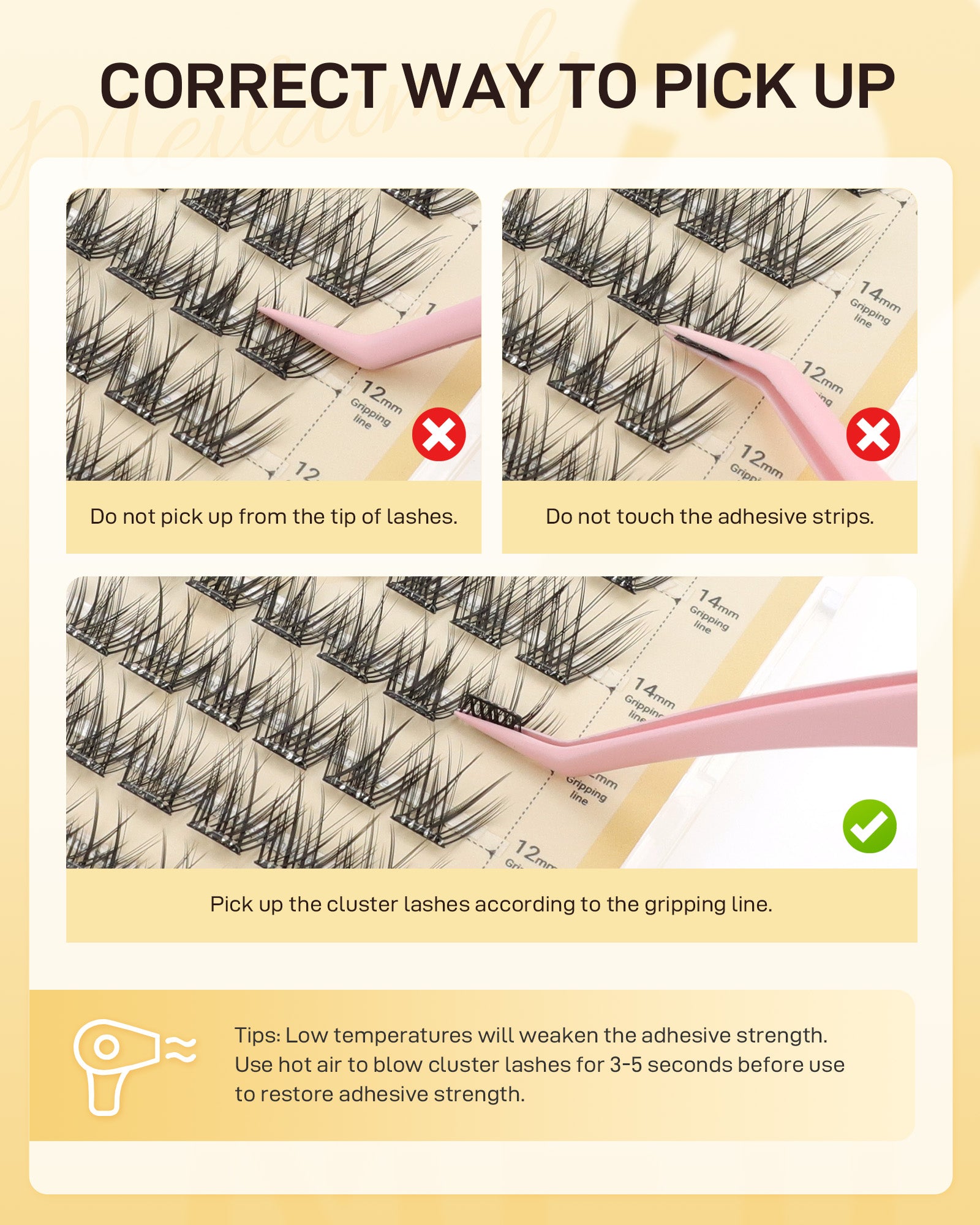 MEILAIMDY Self Adhesive DIY Lashes,0.07mm C Curl 48 Clusters 10-16mm Mixed Length Pre Glued False Eyelashes No Glue Needed Volume MSA-DIY-003