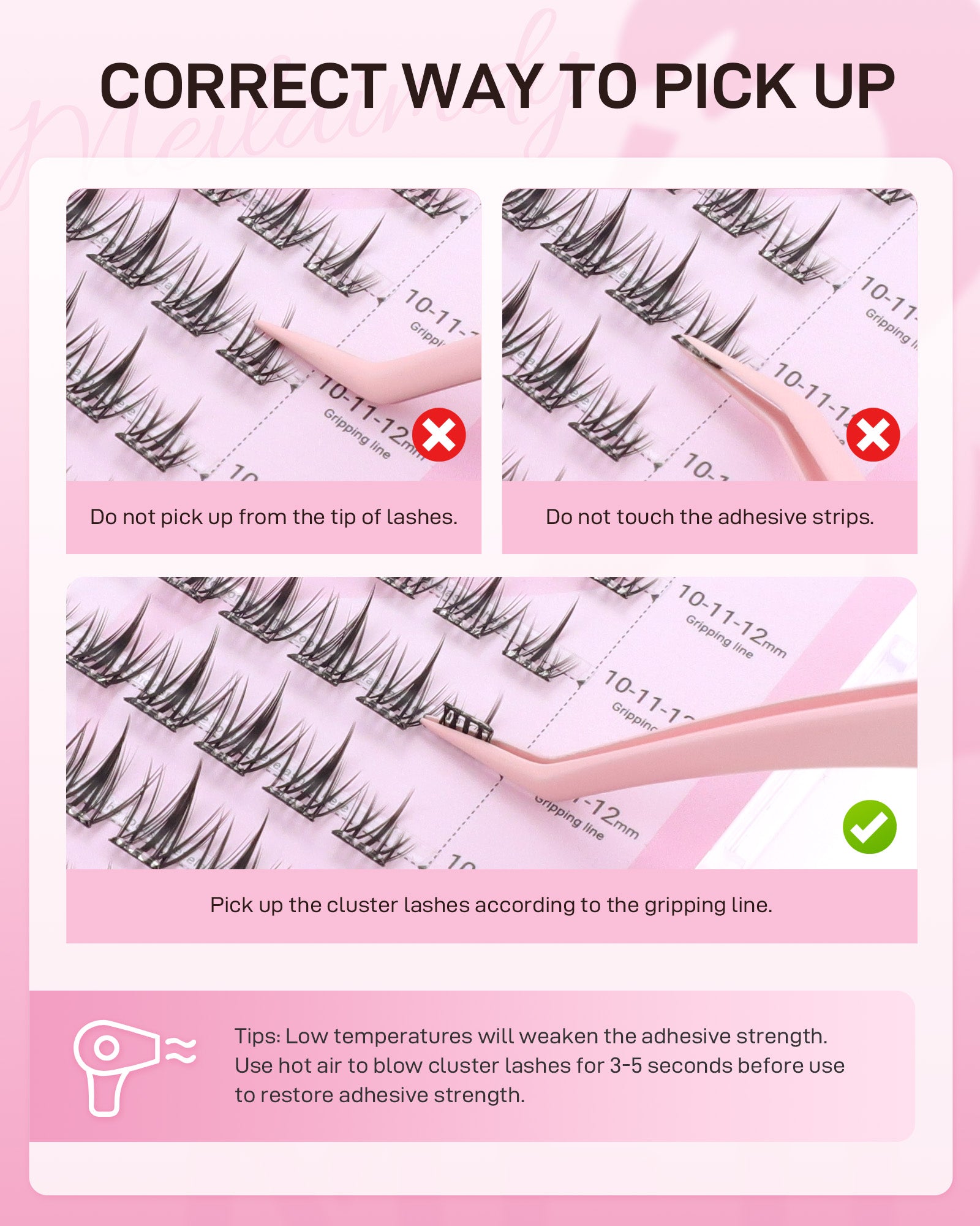 MEILAIMDY Self Adhesive DIY Lashes,0.07mm C Curl 48 Clusters 10-12mm Mixed Length Pre Glued False Eyelashes No Glue Needed Natural MSA-DIY-005