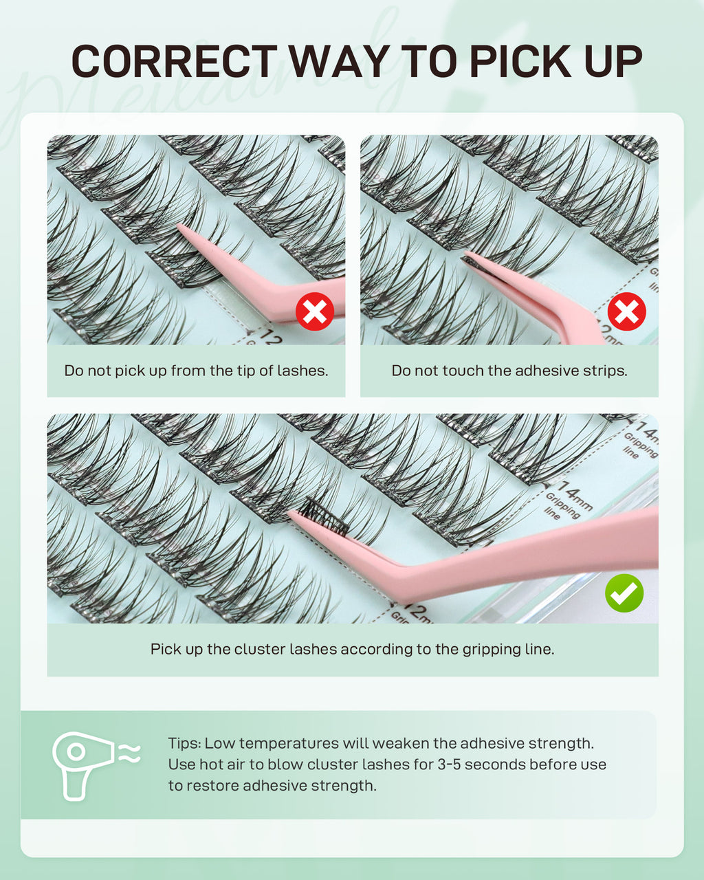 MEILAIMDY Self Adhesive DIY Lashes,0.07mm C Curl 64 Clusters 10-16mm Mixed Length Pre Glued False Eyelashes No Glue Needed Natural Wispy MSA-DIY-015
