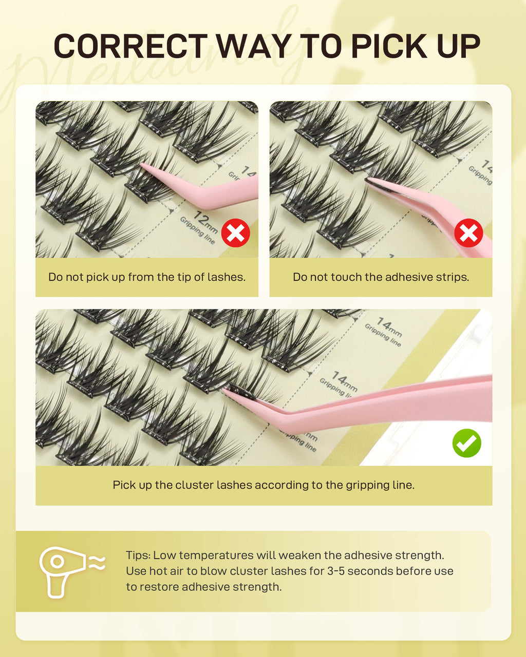 MEILAIMDY Self Adhesive DIY Lashes,0.07mm C Curl 48 Clusters 10-16mm Mixed Length Pre Glued False Eyelashes No Glue Needed Natural MSA-DIY-004