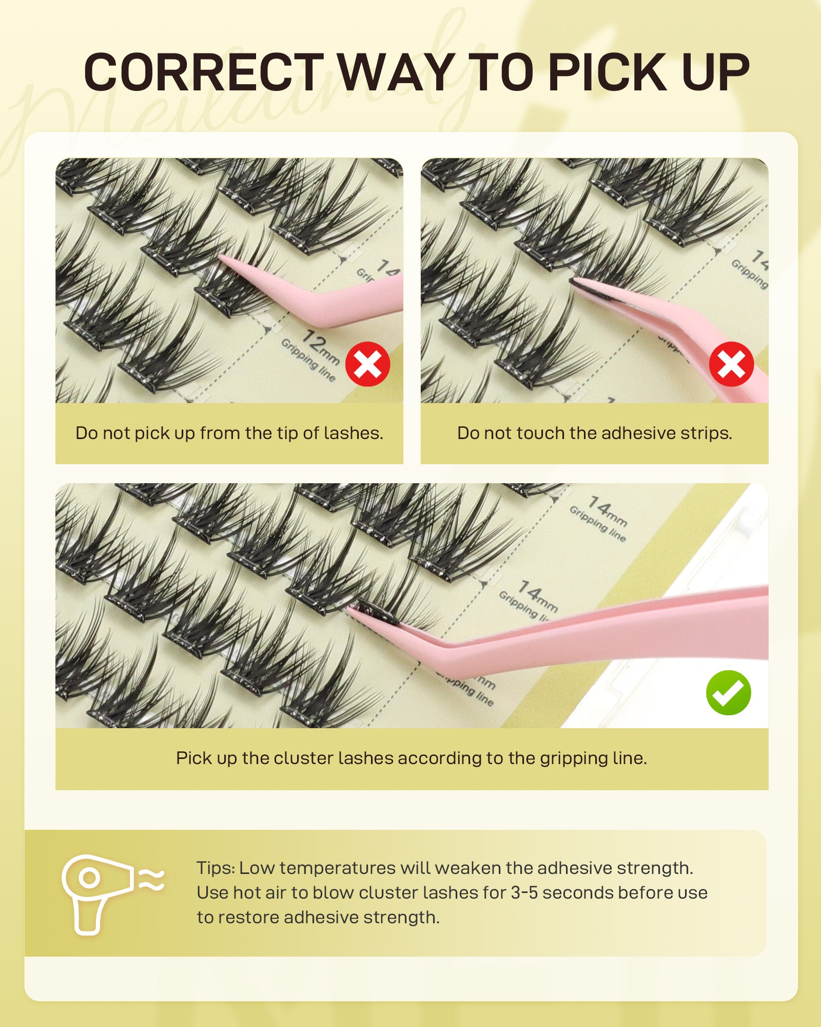 MEILAIMDY Self Adhesive DIY Lashes,0.07mm C Curl 48 Clusters 10-16mm Mixed Length Pre Glued False Eyelashes No Glue Needed Natural MSA-DIY-004