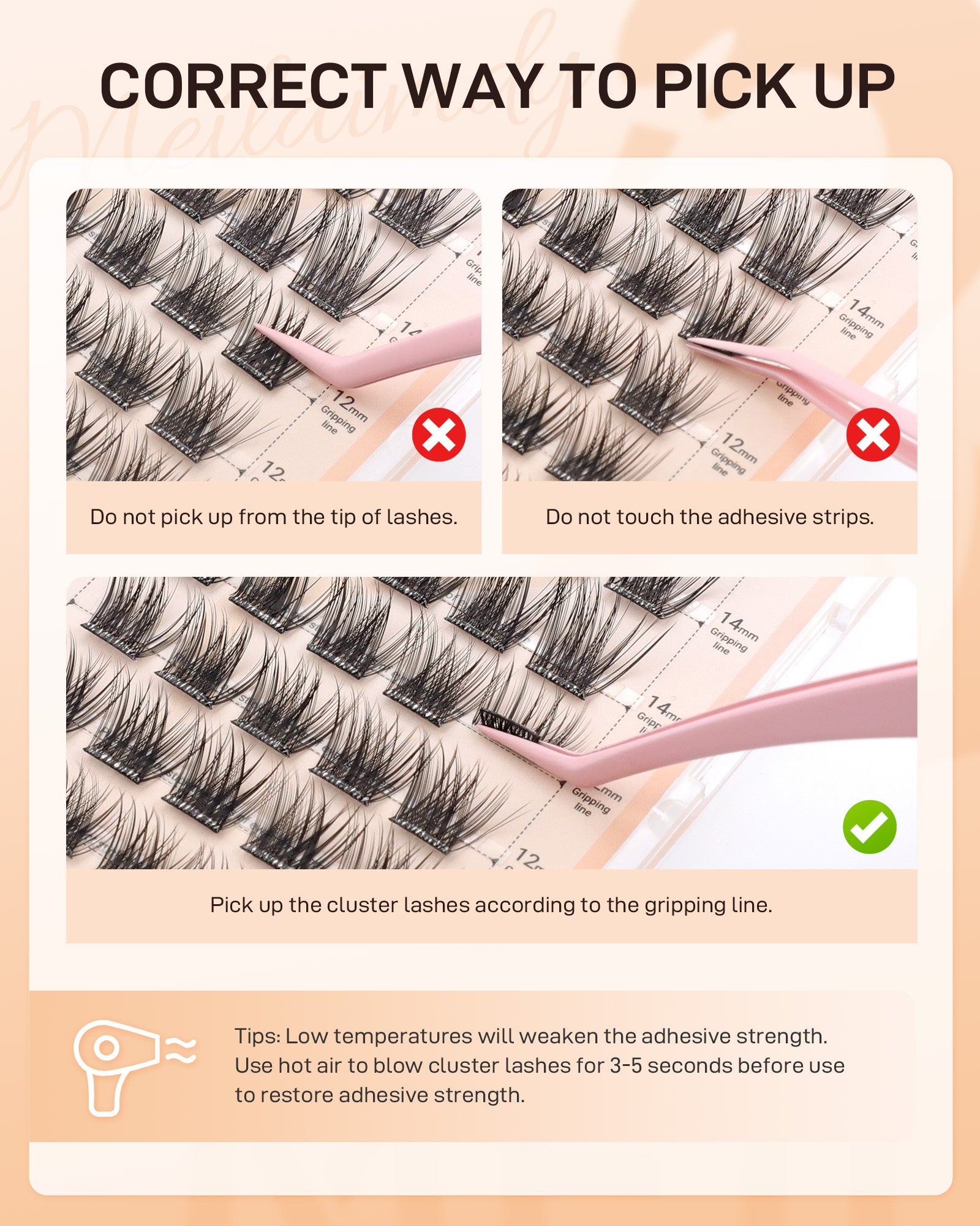 MEILAIMDY Self Adhesive DIY Lashes,0.07mm C Curl 40 Clusters 10-16mm Mixed Length Pre Glued False Eyelashes No Glue Needed Natural MSA-DIY-001