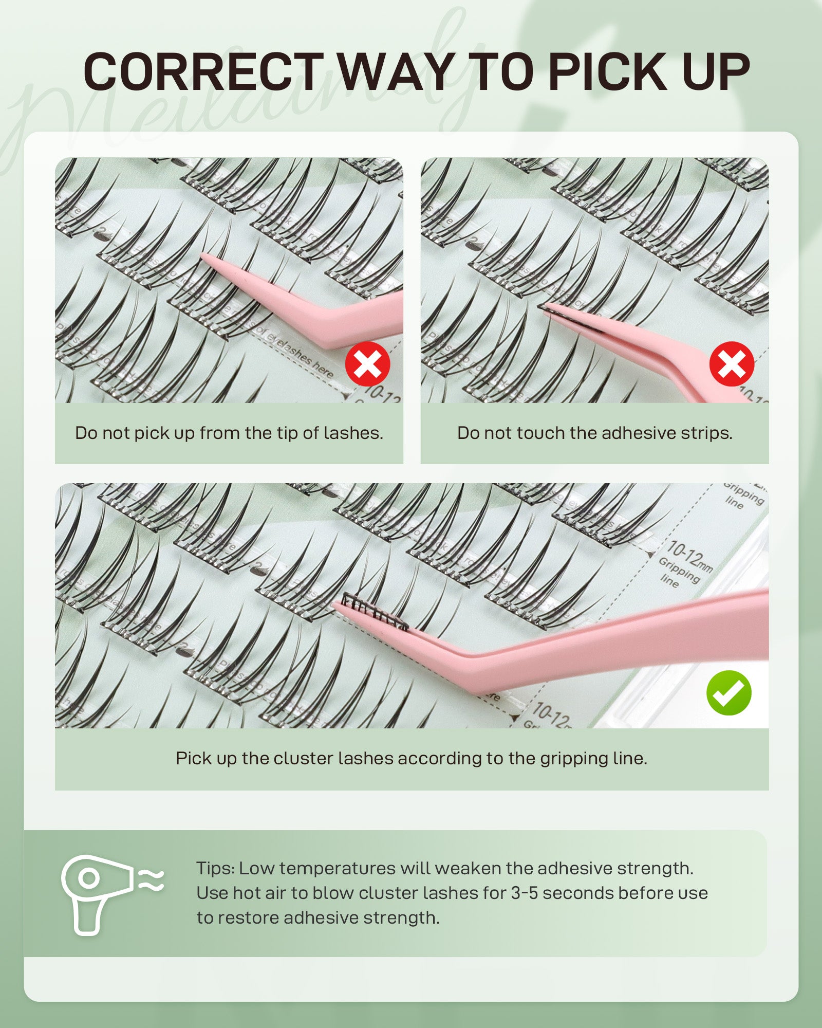 MEILAIMDY Self Adhesive DIY Lashes,0.07mm C Curl 48 Clusters 10-12mm Mixed Length Pre Glued False Eyelashes No Glue Needed Natural Wispy MSA-DIY-017