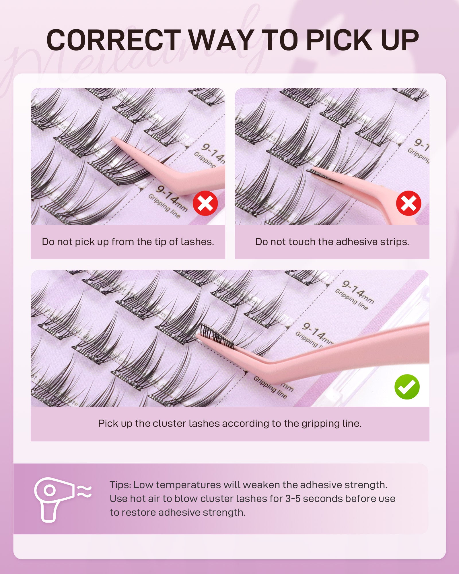MEILAIMDY Self Adhesive DIY Lashes,0.07mm C Curl 40 Clusters 9-14mm Mixed Length Pre Glued False Eyelashes No Glue Needed Natural Wispy MSA-DIY-013