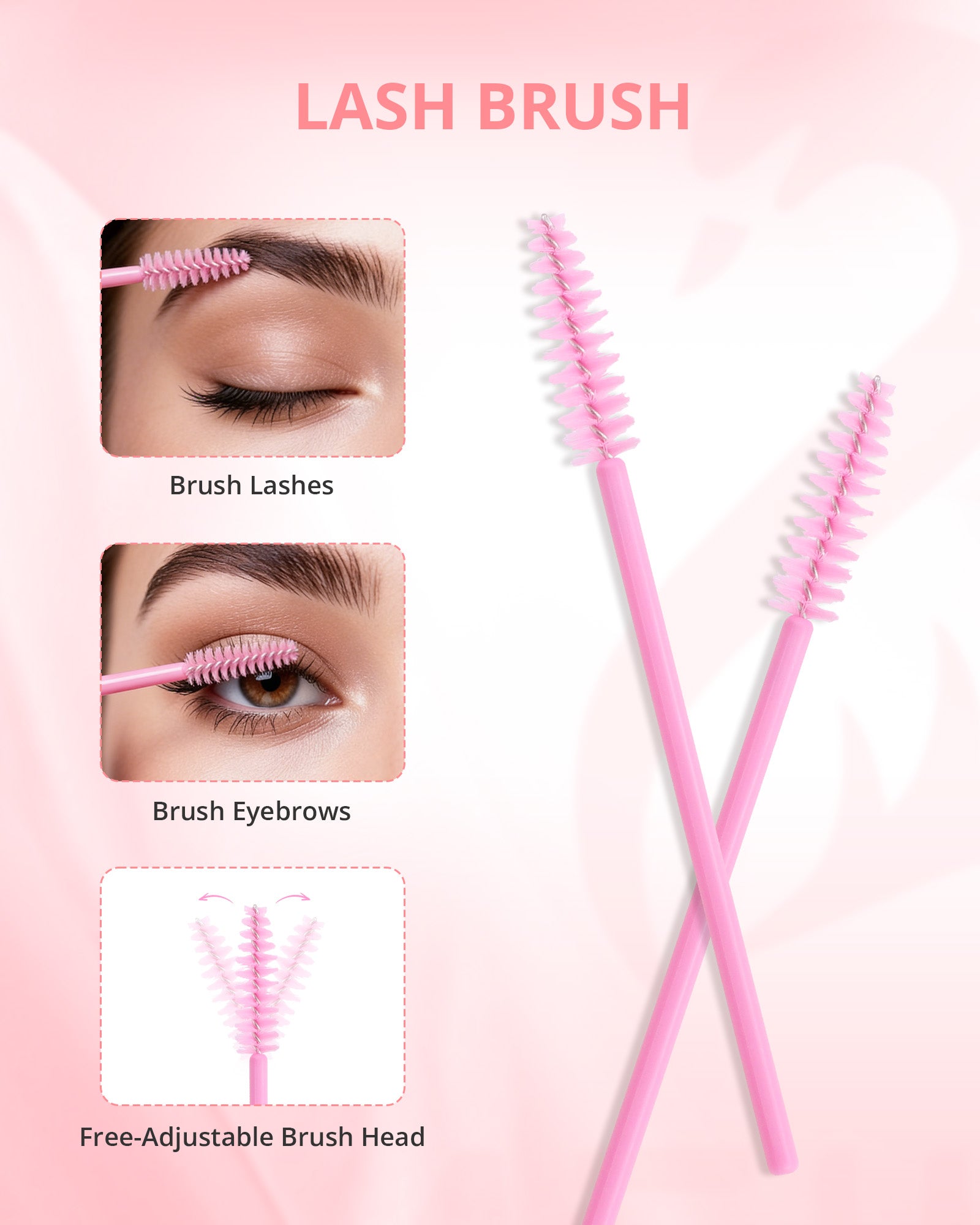 MEILAIMDY 4-in-1 DIY Lash Tweezer Set, Non-Stick Pink Eyelash Applicator Tools with 3 PCS Tweezers & Lash Brush for Upper & Bottom Cluster Lashes Lightweight