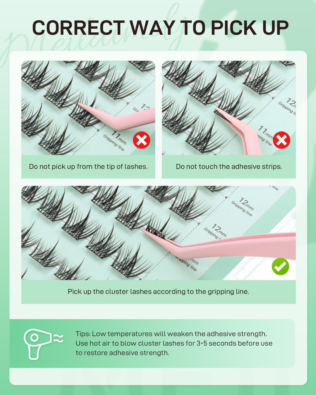 MEILAIMDY Self Adhesive DIY Lashes,0.07mm C Curl 40 Clusters 10-13mm Mixed Length Pre Glued False Eyelashes No Glue Needed Natural MSA-DIY-007