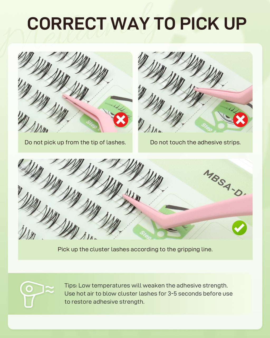 MEILAIMDY Self Adhesive DIY Bottom Lashes,0.07mm J Curl 60 Clusters 5-7mm Mixed Length Pre Glued Lower Eyelashes No Glue Needed Natural MBSA-DIY-004