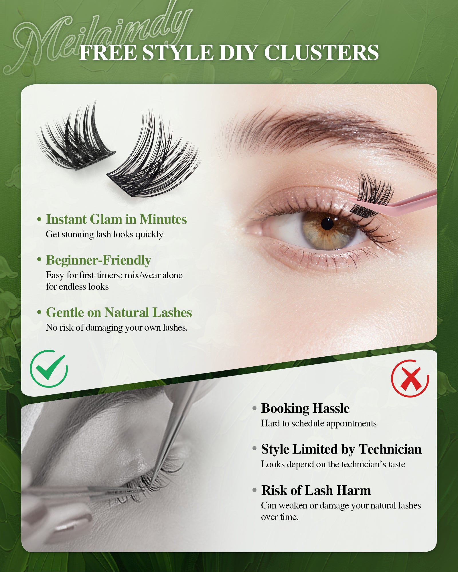 MEILAIMDY DIY Cluster Lashes 0.07mm C Curl (MEDIY007, 126 Clusters 10-18mm Mix Length)