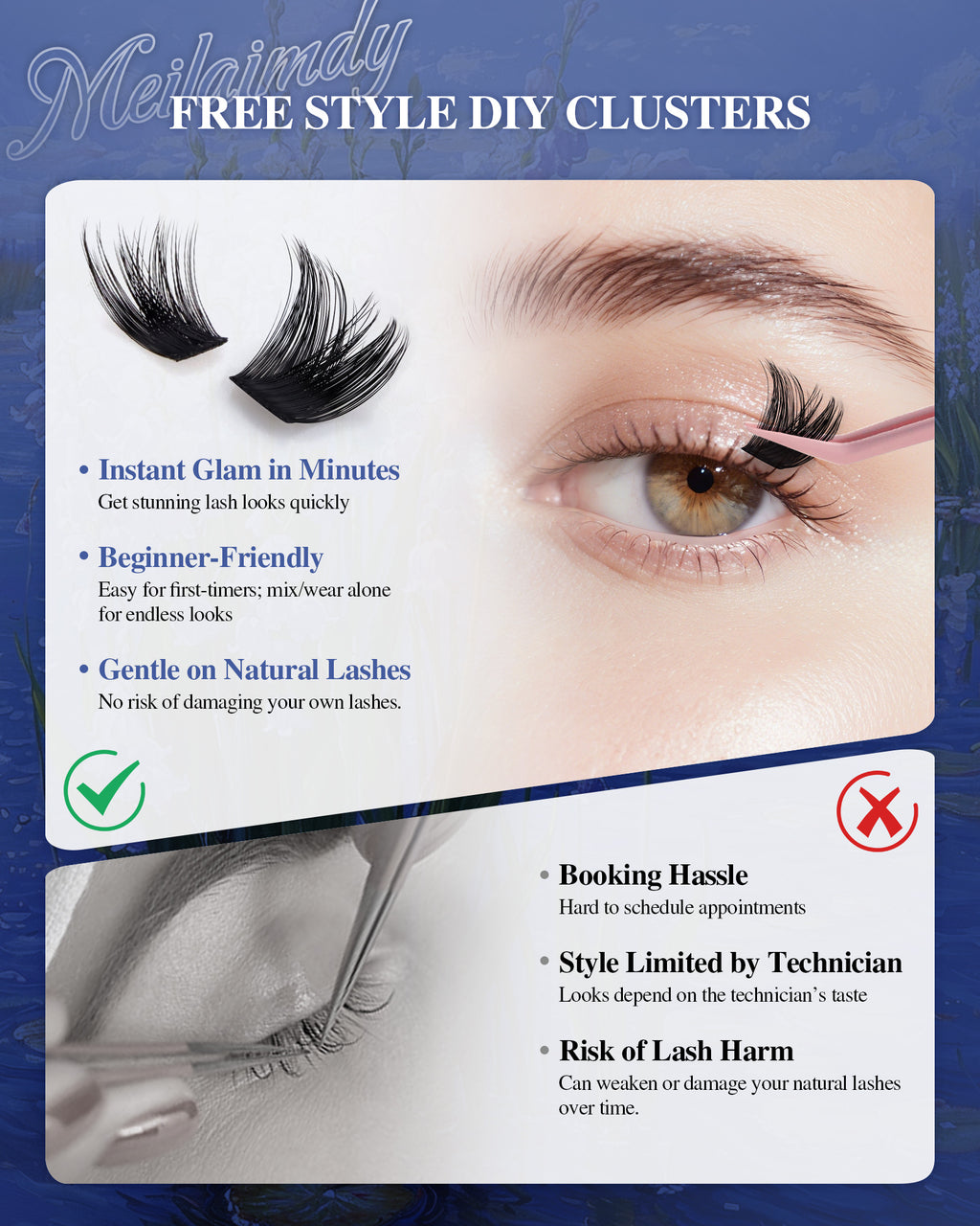 MEILAIMDY DIY Cluster Lashes 0.07mm C Curl (MEDIY005, 140 Clusters 10-15mm Mix Length)