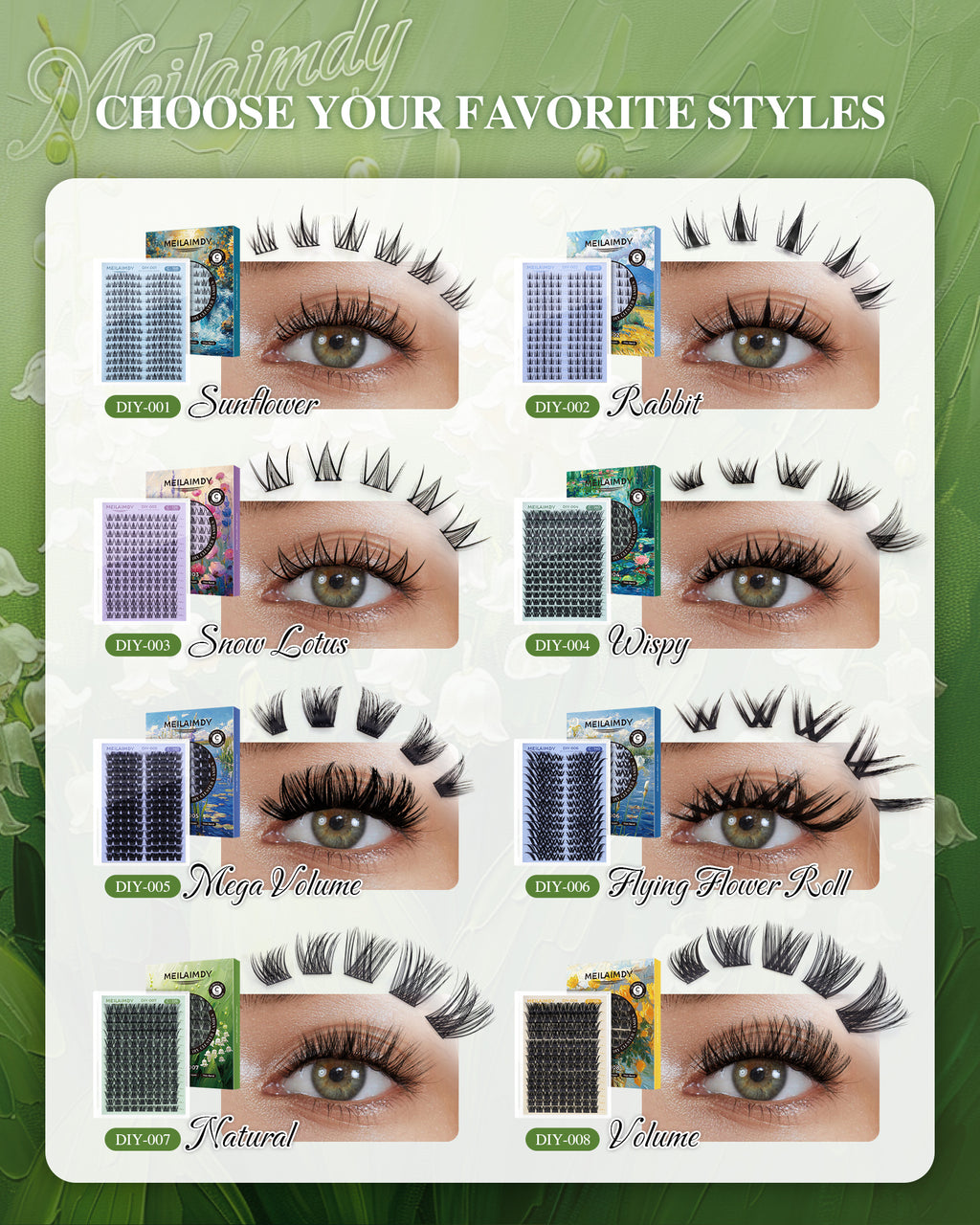 MEILAIMDY DIY Cluster Lashes 0.07mm C Curl (MEDIY007, 126 Clusters 10-18mm Mix Length)