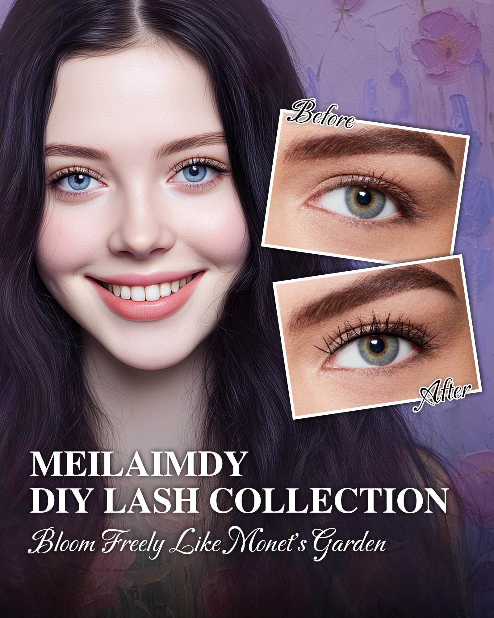 MEILAIMDY DIY Cluster Lashes 0.07mm C Curl (MEDIY003, 128 Clusters 10-12mm Mix Length)
