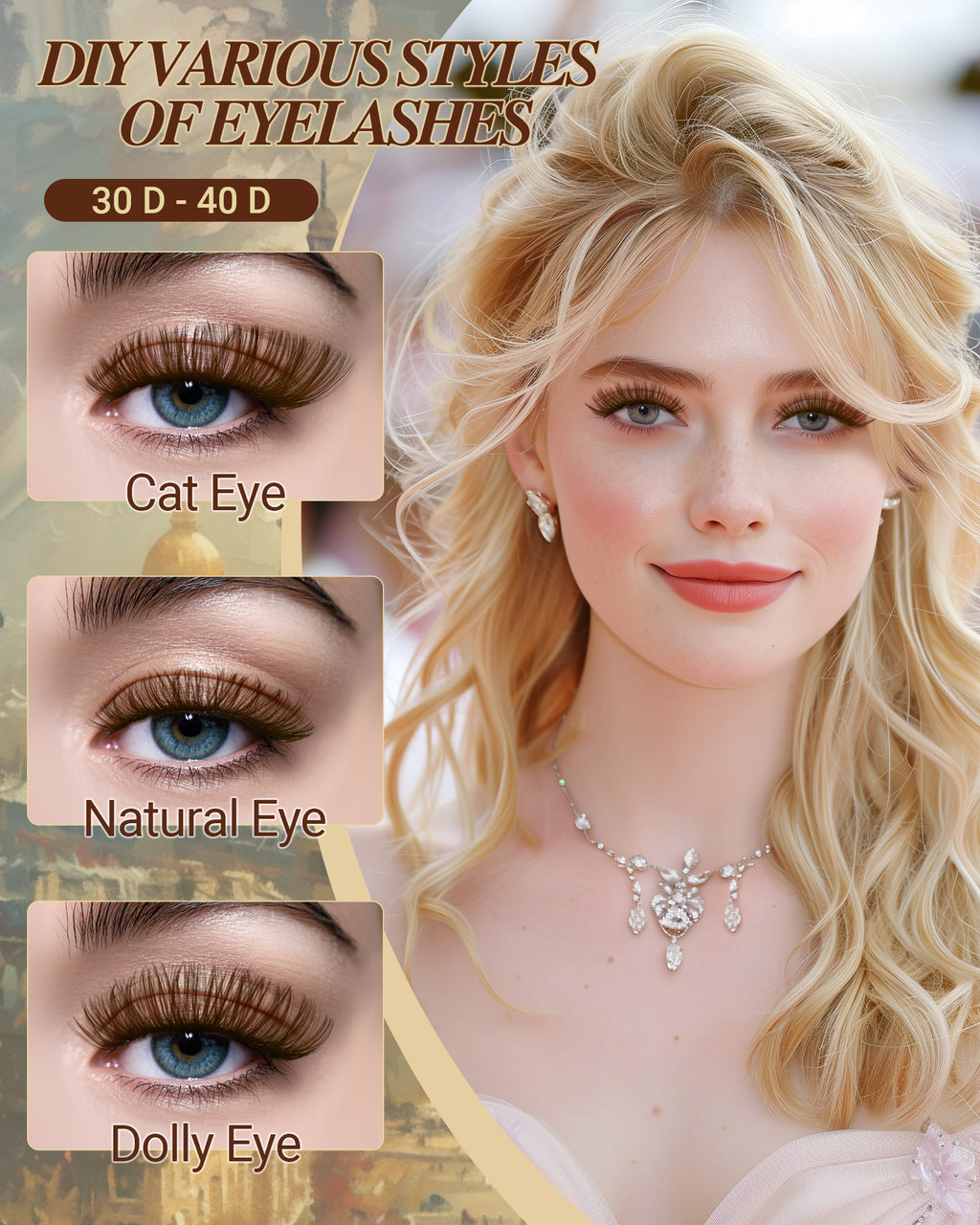 MEILAIMDY 30D 40D DIY Cluster Lashes 0.07mm D Curl 9-15mm Reusable (MEDIYBR3040D, Brown 280 Clusters)