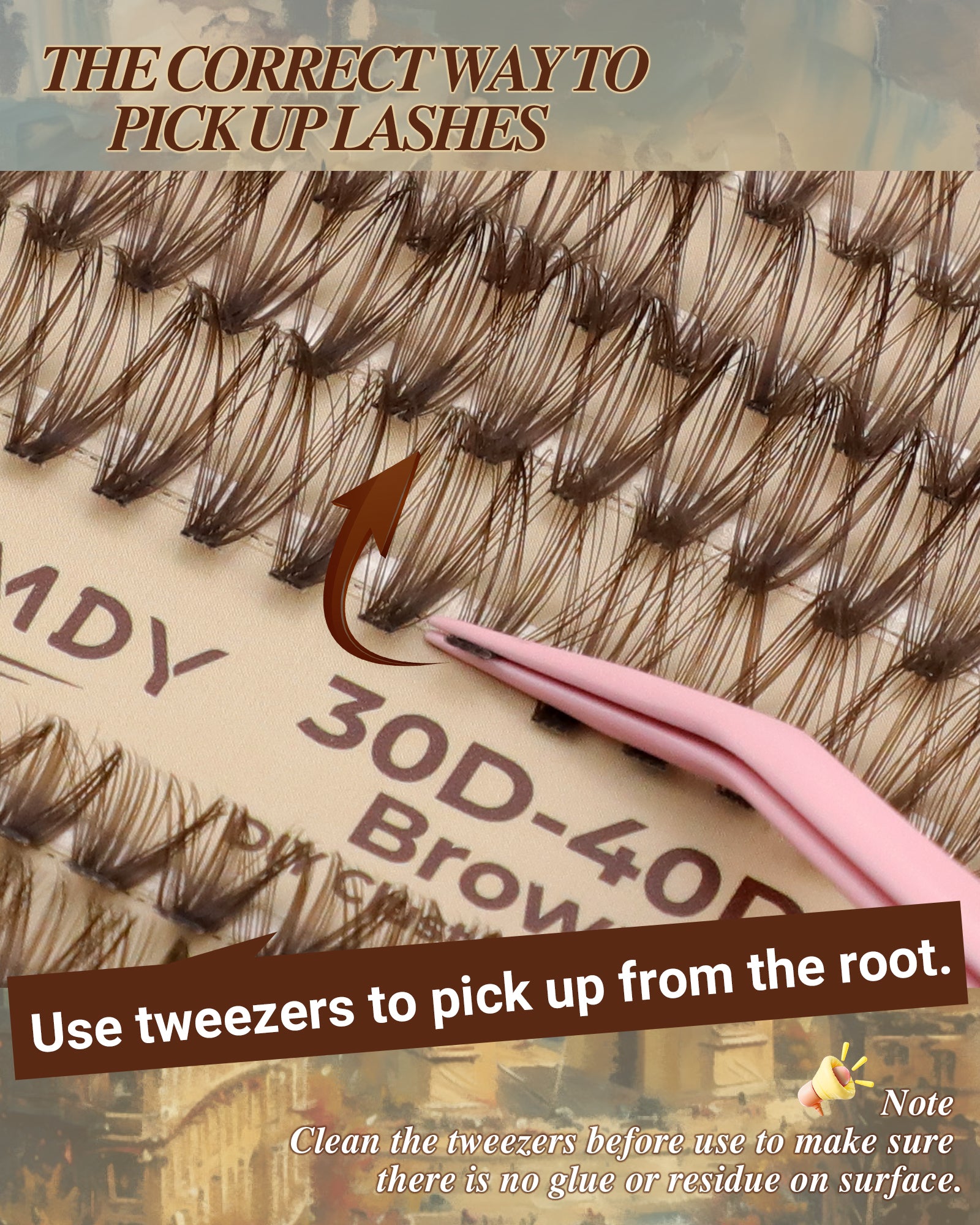 MEILAIMDY 30D 40D DIY Cluster Lashes 0.07mm C Curl 9-15mm Reusable (MEDIYBR3040C, Brown 280 Clusters)