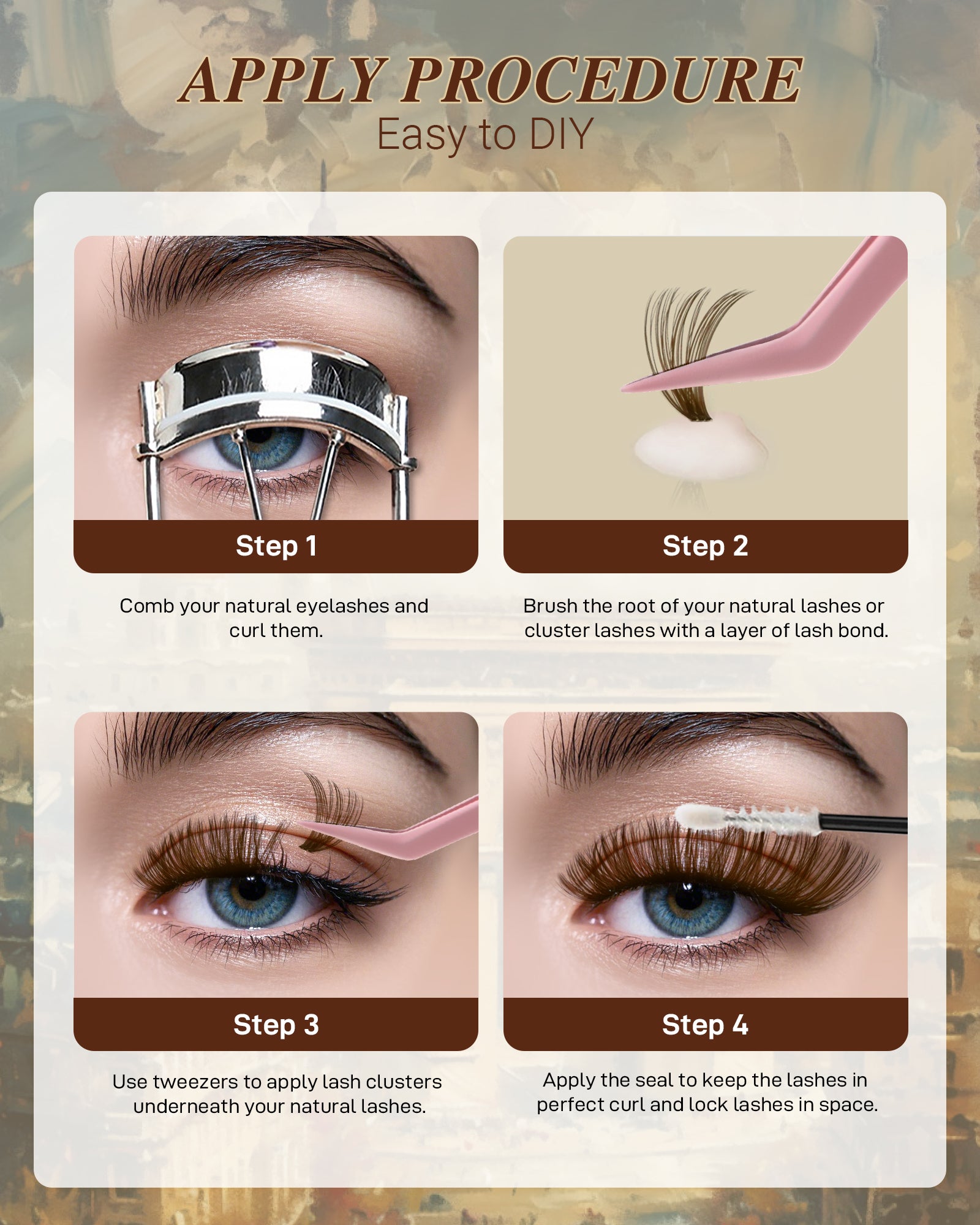 MEILAIMDY 30D 40D DIY Cluster Lashes 0.07mm D Curl 9-15mm Reusable (MEDIYBR3040D, Brown 280 Clusters)